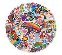 Lot de 50 autocollants en vinyle - Motif champignon Trippy Rainbow - Autocollants esthétiques imperméables en vinyle pour ordinateur portable, bouteille d'eau, journal, scrapbooking - Autocollants