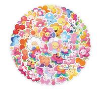 Lot de 50 autocollants en vinyle motif fleur kawaii graffiti étanche pour ordinateur portable, bouteille d'eau, valise, journal