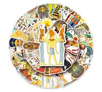 Lot de 50 autocollants en vinyle - Pharaon égyptien - Civilisation antique - Art culturel - Imperméables - Pour ordinateur portable, bouteille d'eau, valise, skateboard, journal - Pour adultes