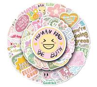 Lot de 50 autocollants en vinyle rose danois avec citation en anglais - Esthétiques - Imperméables - Pour ordinateur portable, bouteille d'eau, valise, skateboard, journal - Pour filles