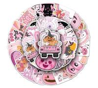 Lot de 50 autocollants en vinyle rose pour Halloween, citrouille, fantôme, mignon, esthétique, imperméable, pour ordinateur portable, bouteille d'eau, valise, skateboard, journal pour filles
