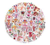 Lot de 50 autocollants en vinyle sur le thème de l'égalité, de l'utérus, de la fleur, de dessin animé, de motivation féministe, décalcomanies imperméables pour valise, journal, bouteille d'eau