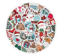 Lot de 50 autocollants en vinyle sur le thème de Noël - Graffiti - Étanche - Pour ordinateur portable, bouteille d'eau, valise, skateboard, journal pour enfants