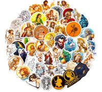 Lot de 50 autocollants esthétiques de la mythologie grecque pour adultes, décalcomanies en vinyle imperméables avec dieux, déesses, guerriers et symboles classiques, autocollants décoratifs pour