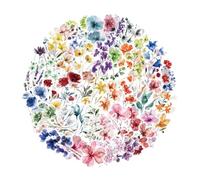 Lot de 50 autocollants esthétiques en forme de fleur pour bouteille d'eau, ordinateur portable, scrapbooking, album photo, étui de téléphone, guitare, bagages, transparent