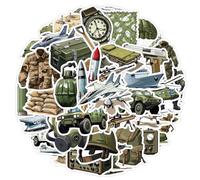 Lot de 50 autocollants esthétiques militaires en vinyle imperméable pour ordinateurs portables, scrapbooking, voitures, bouteilles d'eau, skateboard, vélo, journal, mur