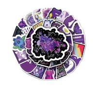 Lot de 50 autocollants esthétiques violets for ordinateur portable, bouteille d'eau, journal - Autocollants en vinyle imperméables motif galaxie, étoiles et constellations for adolescentes et filles