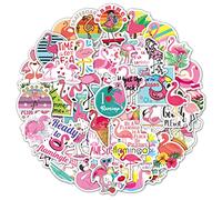 Lot de 50 autocollants flamants roses, cadeau animal mignon pour enfants, adolescents et adultes, jolis décalcomanies en vinyle imperméable pour ordinateur portable, bouteilles d'eau, skateboard,