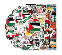 Lot de 50 Autocollants Free Palestine Imperméables en PVC - Colorés, Esthétiques et Pacifiques - Pour Pare-choc de Voiture, Laptop, Gourde, Skateboard, Guitare, Déco DIY