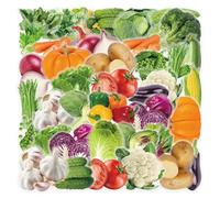 Lot de 50 autocollants fruits et légumes pour adolescents et adultes - En vinyle - Pour voiture, moto, vélo, skateboard, snowboard, bagages, ordinateur portable, valise, casque, moto, ordinateur