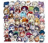 Lot de 50 autocollants Genshin Impact Gmes Genshin Impact - En vinyle imperméable - Pour ordinateur portable, enfants, voitures, moto, vélo, skateboard, bagages, valise, ordinateur - Graffiti Decal