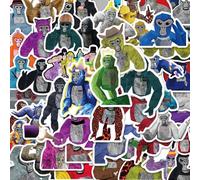 Lot de 50 Autocollants Gorille, Stickers Feuilles Autocollants Vinyles Etanches pour les Décorations Artisanales, Bouteilles D'eau, Scrapbooking, Ordinateurs Portables, Vélo, Récompenses