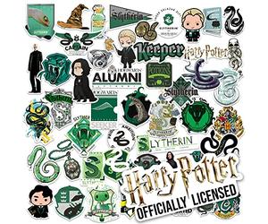 Lot de 50 autocollants Harry Potter sur le thème de Serpentard en vinyle découpé - Grand format - Pour ordinateur portable, bouteille d'eau, scrapbooking, tablette, skateboard, intérieur/extérieur