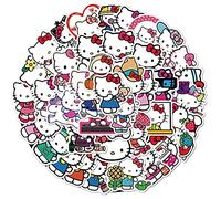 Lot de 50 autocollants Hello Kitty Cute pour ordinateur portable,Pour guitare, skateboard, ordinateur portable, voiture, moto, vélo, dessin animé Hello Kitty,En vinyle,Étanche, enfants, adultes