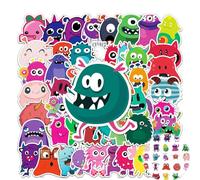 Lot de 50 autocollants imperméables petits monstres mignons pour ordinateur portable, skateboard, scrapbooking, gourde, animaux de dessin animé, autocollants pour enfants pour la naissance d'enfants