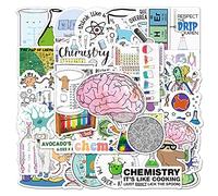 Lot de 50 autocollants imperméables pour expériences de chimie physique pour adolescents, étudiants, enfants, adultes, laboratoire scientifique, pour ordinateur portable, bouteille d'eau, ordinateur