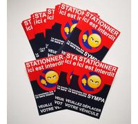 Lot de 50 Autocollants Interdit de Stationner Difficiles à Enlever - Format A6 - Adhésif Ultra Résistant - Idéal pour Voitures Mal Garées - Usage Particuliers, Entreprises et Administrations