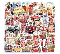 Lot de 50 autocollants London Landmark pour ordinateur portable, cadeau pour enfants, adolescents, adultes, filles, garçons, autocollants esthétiques imperméables pour skateboard, scrapbooking, vélo