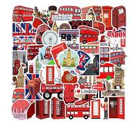 Lot de 50 autocollants Londres bus rouge London pour enfants En vinyle imperméable Pour vélo, moto, graffiti Pour ordinateur portable, bagages, garçons et filles