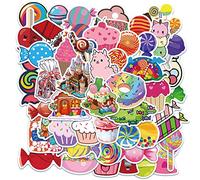 Lot de 50 autocollants mignons bonbons colorés pour enfants filles, sucettes de dessin animé chocolat crème glacée cupcake autocollants