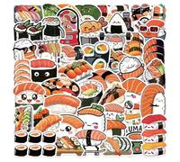 Lot De 50 Autocollants Mignons En Forme De Rouleau De Riz De Sushi, Autocollants Imperméables En Vinyle Alimentaire Japonais Kawaii Pour Bouteilles D', Hydroflacon, Livre, Ordinateur Portable,