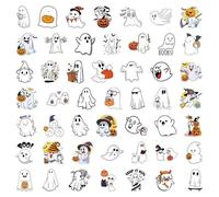 Lot de 50 autocollants mignons pour fenêtre d'Halloween - Décoration saisonnière pour mur, téléphone portable, fenêtre, fête, voiture, valise