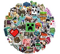 Lot de 50 autocollants Minecraft imperméables pour valise, guitare, carnet de notes