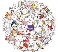 通用 Lot de 50 autocollants Molang Lapin mignon - Autocollants Kawaii Chubby Rabbit pour téléphone, carnet, scrapbooking, papeterie à faire soi-même, guitare, paquet de lapin animé