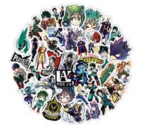 Lot de 50 autocollants My Hero Academia anime pour ordinateur portable, pare-chocs, planche à roulettes, bouteilles d'eau, ordinateur, téléphone, pack d'autocollants anime pour enfants/adolescents.