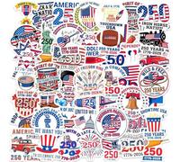 Lot de 50 autocollants patriotiques commémoratifs pour célébration de l'histoire des États-Unis, drapeau américain, étoiles, rayures, en vinyle résistant aux intempéries pour fenêtre, porte