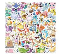 Lot de 50 autocollants Pokémon en vinyle colorés pour ordinateur portable, bouteille d'eau, valise, skateboard, journal
