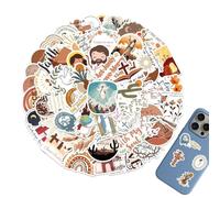 Lot de 50 autocollants religieux pour - Imperméables - Style bohème - Décoration religieuse - Pour bouteille d'eau, ordinateur portable, téléphone portable, adolescents, anniversaire