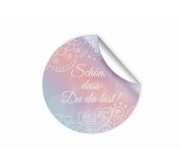 Lot de 50 autocollants « Schön dass du da bist » pour cadeaux d'invités, ou petits cadeaux pour mariage, baptême, anniversaire, anniversaire de mariage (4,5 cm, ronds)