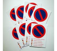 Lot de 50 Autocollants "Stationnement Interdit" Multilingues - Stickers Interdiction de Stationner en 6 langues - Panneaux adhésifs 10,5 x 14,8 cm - Signalisation parking privé