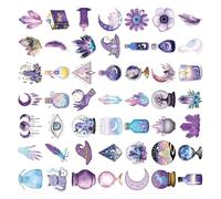 Lot de 50 autocollants sur le thème de la sorcière en PET résistant à l'eau pour scrapbooking, ordinateur portable, journal, couverture de téléphone, album, bagage magique