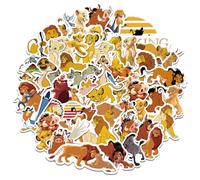 Lot de 50 autocollants The King Lion - En vinyle imperméable - Pour skateboard, voiture, ordinateur portable, guitare, adolescents, enfants
