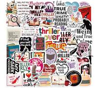 Lot de 50 autocollants Thriller Book pour ordinateur portable, moto, bagages, vélo, skateboard, réfrigérateur, livre d'horreur, autocollants en vinyle imperméables, cadeau pour adolescentes, filles