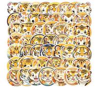 Lot de 50 autocollants tigre mignons de dessin animé pour ordinateur portable, skateboard, bagages, voiture, téléphone, guitare, scrapbooking, vélo, imperméable, drôle de tigre pour enfants et adultes