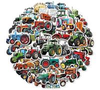 Lot de 50 autocollants tracteur de dessin animé pour moto, voiture, skateboard, ordinateur portable, vélo, réfrigérateur, véhicules de chantier, autocollants en vinyle imperméable, cadeau pour filles