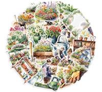 Lot de 50 autocollants transparents en forme de plantes en pot pour scrapbooking, jardin, artisanat, jardinage, journal intime, décalcomanies transparentes (jardins)