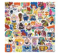 Lot de 50 autocollants Zootopia Judy Hopps Nick Wilde pour bouteilles d'eau, tasses, ordinateur portable, téléphone, guitare, voiture, moto, vélo, skateboard, boîte à bagages JHSL