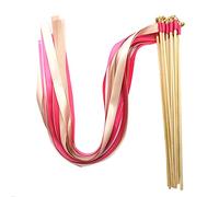Lot de 50 baguettes magiques en soie avec rubans de mariage et cloches, baguette de fée en soie pour mariage, Noël, fête prénatale, anniversaire, décorations de fête, rose et chameau