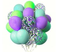 Lot de 50 ballons à confettis bleus, violets et verts pour fête d'anniversaire sur le thème des monstres, 30,5 cm