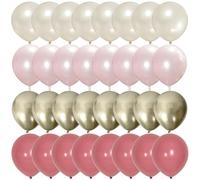 Lot de 50 ballons à double rembourrage en forme de rose poudré de 30,5 cm - Ballons blancs nacrés et dorés métalliques pour fête prénatale, anniversaire, mariage - 30,5 cm