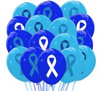 Lot de 50 ballons de sensibilisation à la maltraitance des enfants - Ruban bleu - Fournitures de fête - Fournitures de fête - Colon rectal - Cancer de la prostate - Événements décoratifs
