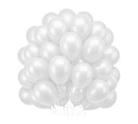 Lot de 50 ballons en latex à l'hélium pour fêtes d'anniversaire, mariages, fêtes prénatales, décorations de Noël, fêtes romantiques de Saint-Valentin Blanc 25,4 cm