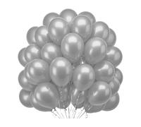Lot de 50 ballons en latex à l'hélium pour fêtes d'anniversaire, mariages, fêtes prénatales, décorations de Noël, fêtes romantiques de Saint-Valentin Argenté 25,4 cm