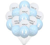 Lot de 50 ballons en latex pour demi-anniversaire Bleu/blanc | Ballons pour bébé 1/2 demi-temps six mois pour bébé 6 mois pour garçon, demi anniversaire, décoration de fête pour photomaton