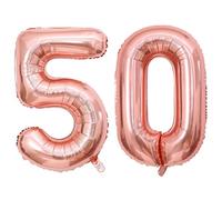 Lot de 50 ballons géants en forme de chiffre - Or rose - 101,6 cm - Géants - 50 chiffres - En Mylar - Pour anniversaire, 50e anniversaire de mariage, 50e anniversaire de mariage, événements, décorations de fête
