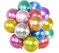 Lot de 50 ballons métalliques arc-en-ciel pour anniversaire, remise de diplôme, Nouvel An, fête prénatale, événements - 30,5 cm - Multicolore chromé